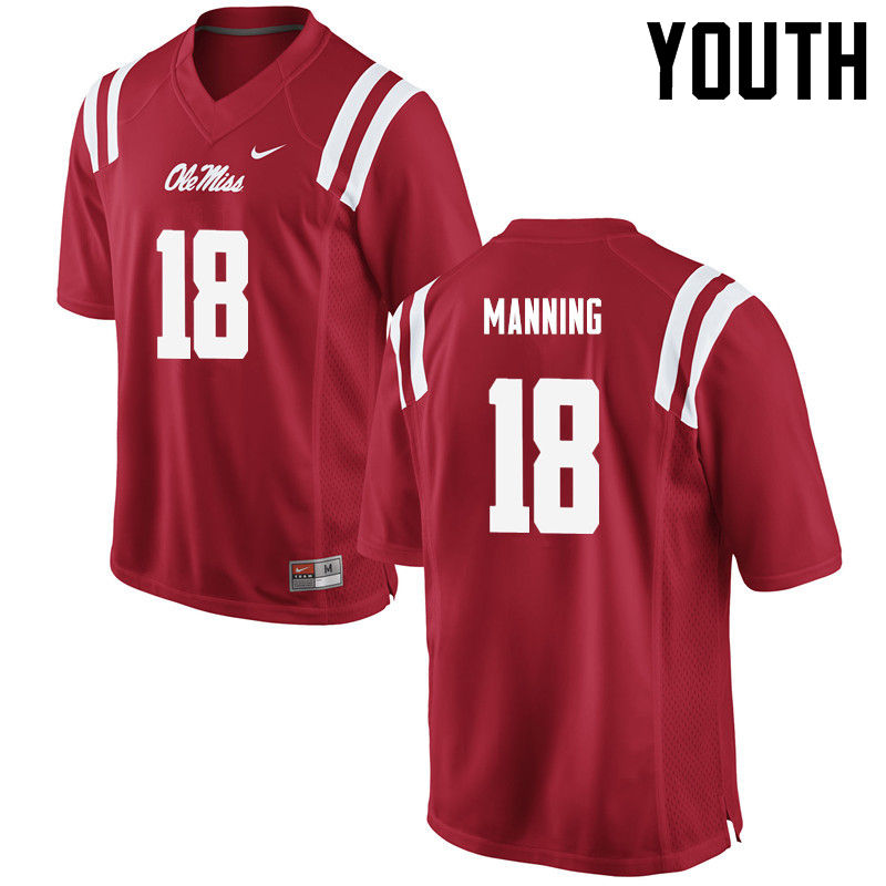 Archie Manning Ole Miss Rebels NCAA Youth Red #18 Stitched Limited College Football Jersey HVL5658WL